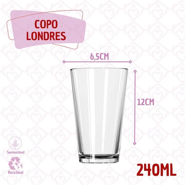 Imagem de Kit 10 Copos Londres Vidro Transparente 240ML Bebidas Suco Agua