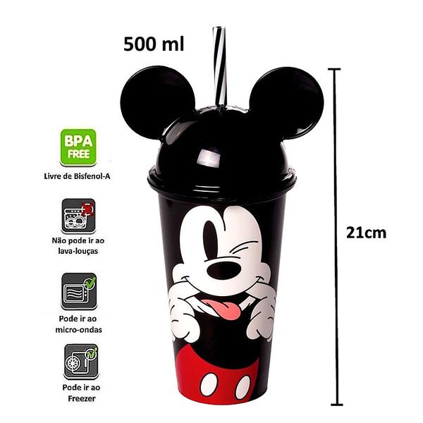 Imagem de Kit 10 Copos Minnie Vermelha e Mickey 500ml Com Orelhas para Festa Infantil