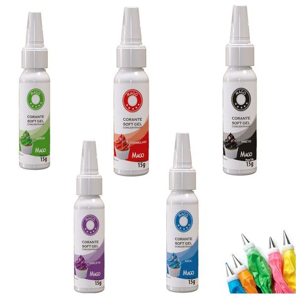 Kit 10 Corante Alimentício Soft Gel Mago - 15ml Confeitaria Imagem de Kit 10 Corante Alimentício Soft Gel Mago - 15ml Confeitaria