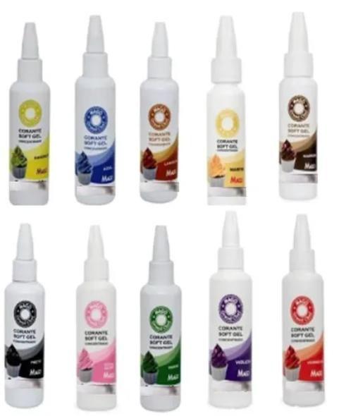 Kit 10 Corante Alimentício Soft Gel Mago - 15ml Confeitaria Imagem de Kit 10 Corante Alimentício Soft Gel Mago - 15ml Confeitaria