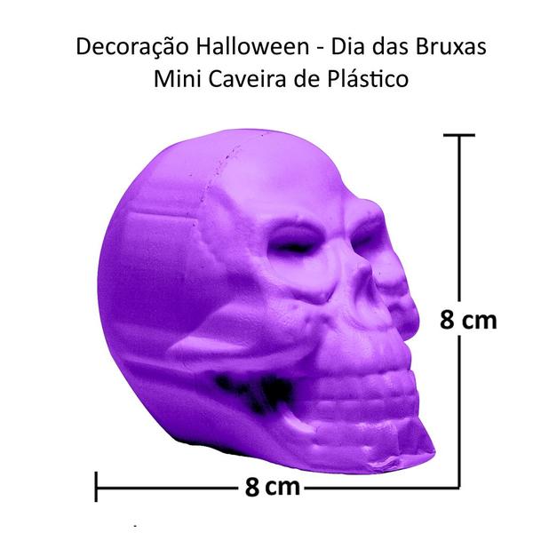 Imagem de Kit 10 Crânios para Decoração de Festa Dia das Bruxas Mortos Halloween Roxo