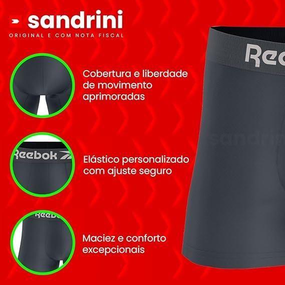 Imagem de Kit 10 Cueca Boxer Reebok Sem Costura Box + 2 Meias Sandrini