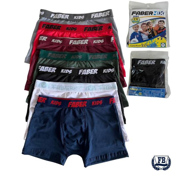 Imagem de Kit 10 Cuecas Box Boxer Infantil Microfibra Menino Criança Cueca Faber