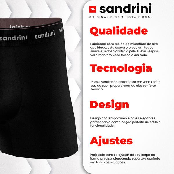 Imagem de Kit 10 Cuecas Boxer Sandrini Algodão Box Atacado Original Masculinas Adulto