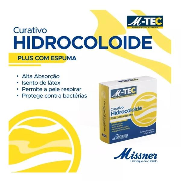 Imagem de Kit 10 Curativo Hidrocoloide Com Espuma 10cm X 10cm Missner