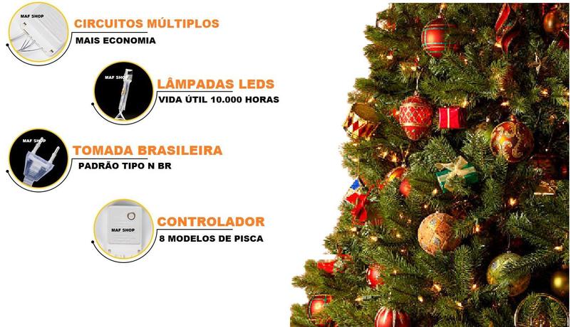 Imagem de Kit 10 Cx Pisca Arvore Natal Branco Quente Amarelo 1000 Leds