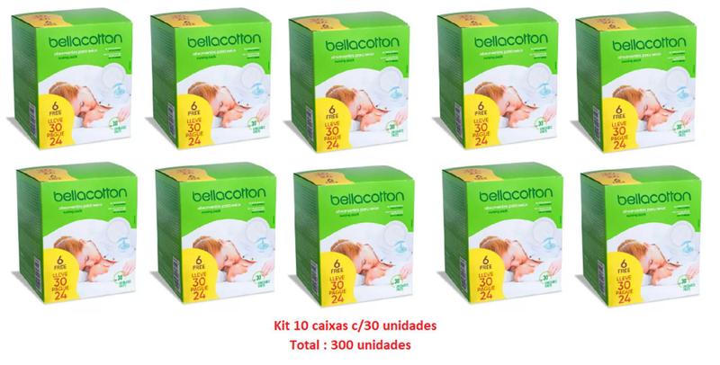 Imagem de Kit 10 Cxs Absorvente Para Seios Bellacotton C/30 (300 unidades)