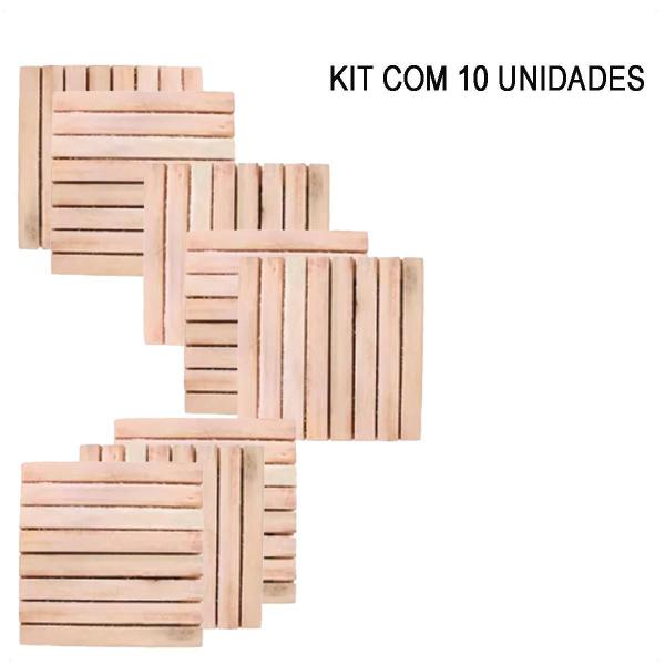 Imagem de Kit 10 Deck Madeira Modular 35X35 Natural Área Int E Ext