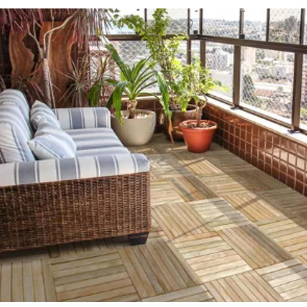 Imagem de Kit 10 Deck Madeira Modular 35X35 Natural Área Int E Ext