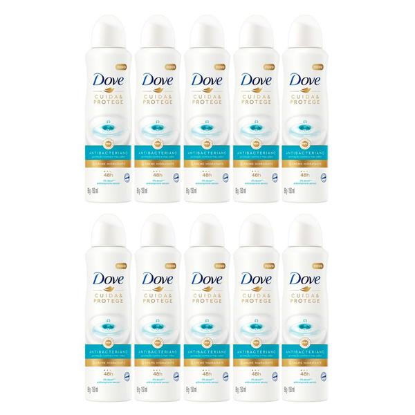 Imagem de Kit 10 Desodorante Dove Antibacteriano Cuida e Protege Aerossol Antitranspirante 150ml