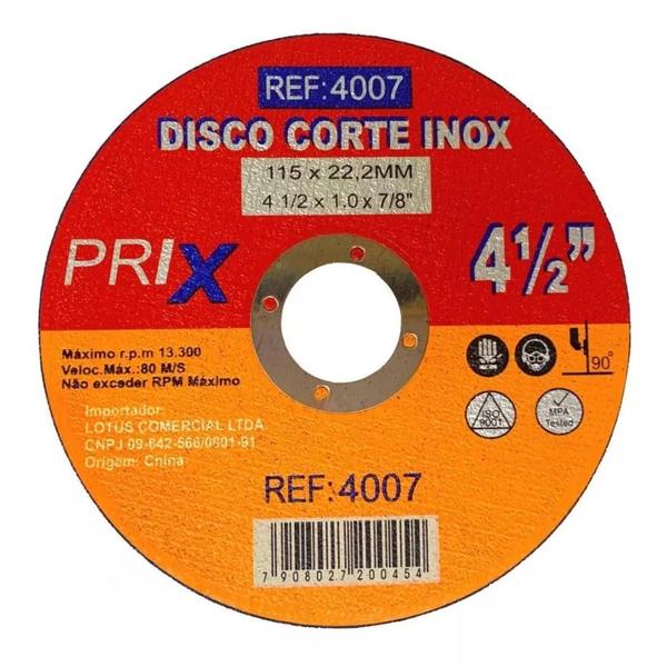 Imagem de Kit 10 Disco Corte Inox 4.1/2 x 1.0 x 7/8" Prix