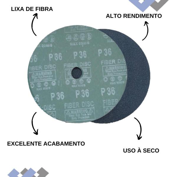 Imagem de Kit 10 Disco de Fibra 180mm 7" Grão 60 Granito Marmoraria