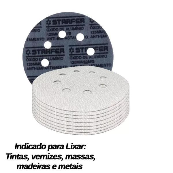 Imagem de Kit 10 Disco De Lixa Branco 125Mm Grão 800 - Starfer