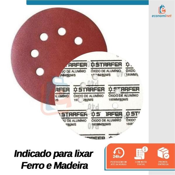 Imagem de Kit 10 Disco De Lixa Fecho Aderente Vermelho Pluma 8 Furos 115mm Grão 180