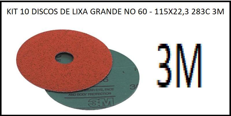 Imagem de Kit 10 disco de lixa grande no 60 - 115x22,3 283c 3m