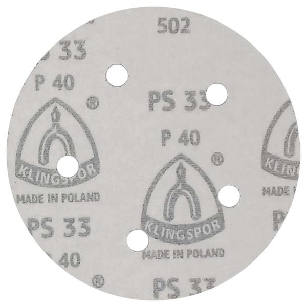 KIT 10 Disco Lixa tiras autocolantes 125mm PS33CK/BK 5 Furos Klingspor Imagem de KIT 10 Disco Lixa tiras autocolantes 125mm PS33CK/BK 5 Furos Klingspor