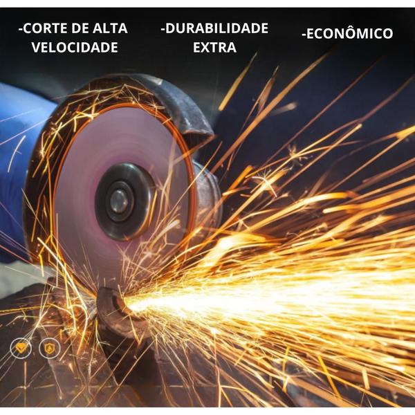 Imagem de Kit 10 Discos De Corte 115mm P/ Ferro Aço Inox Htom Reforçado