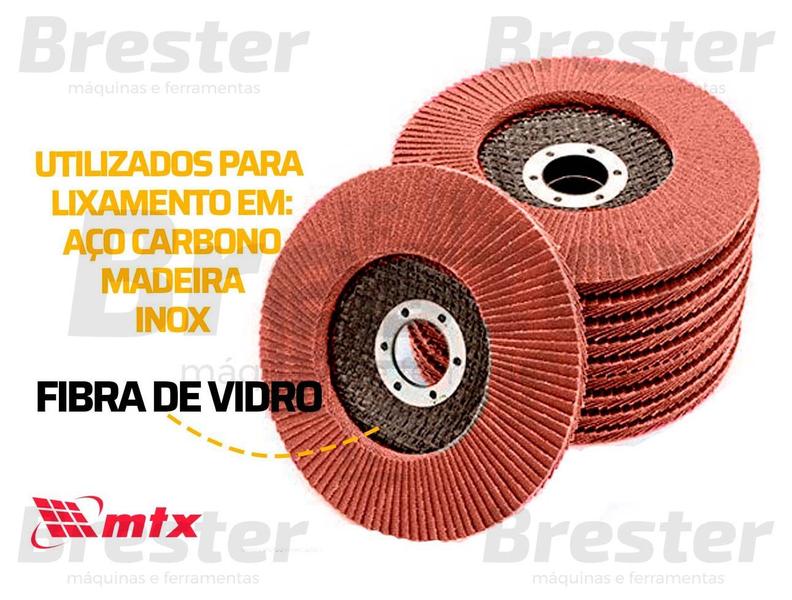 Imagem de Kit 10 Discos De Desbaste Tipo Flap Grão 40 115x22mm Mtx 