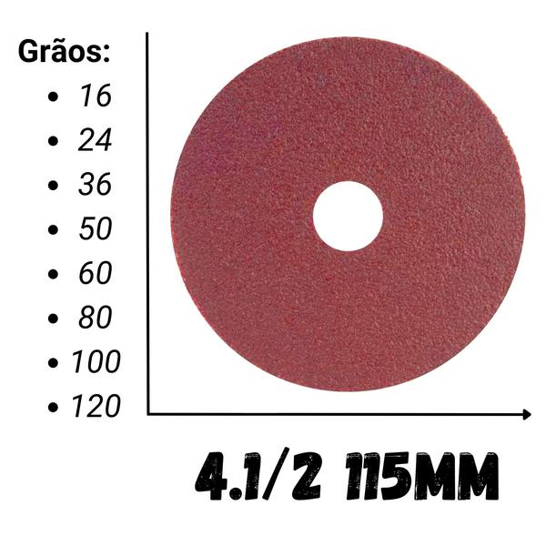 Imagem de Kit 10 Discos De Lixa 115mm 4.1/2 Starfer Para Metal Madeira