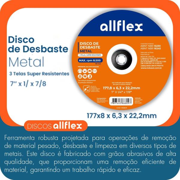 Imagem de Kit 10 Discos Desbaste allflex 178MM 7x1/4x7/8