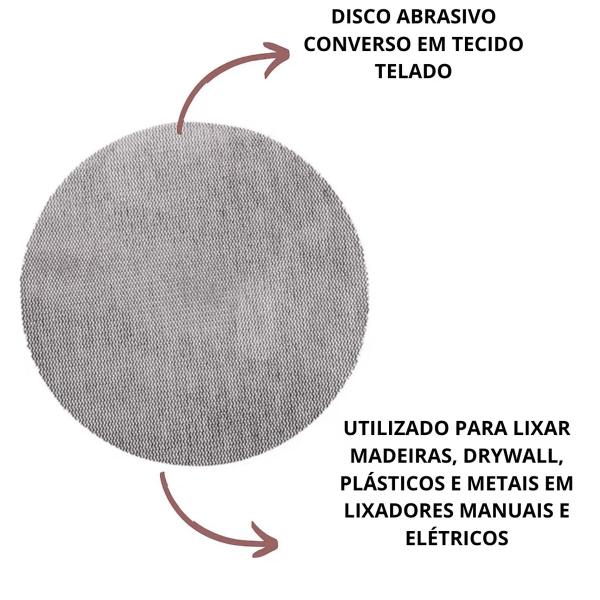 Imagem de Kit 10 Discos Lixa Telado Abrasivo 225mm de tiras autocolantes Grão 80 Starfer