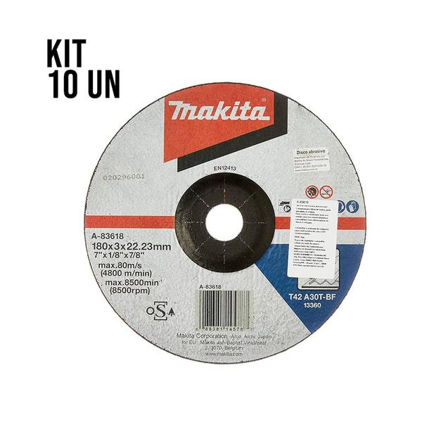 Imagem de Kit 10 Discos para Corte Ferro 7 X 7/8 A-83618 Makita