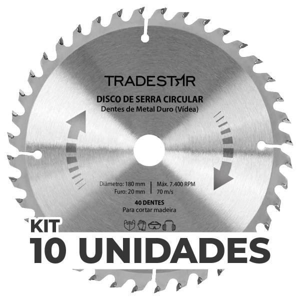 Imagem de Kit 10 Discos Serra Circular 40D 180x20mm Makita