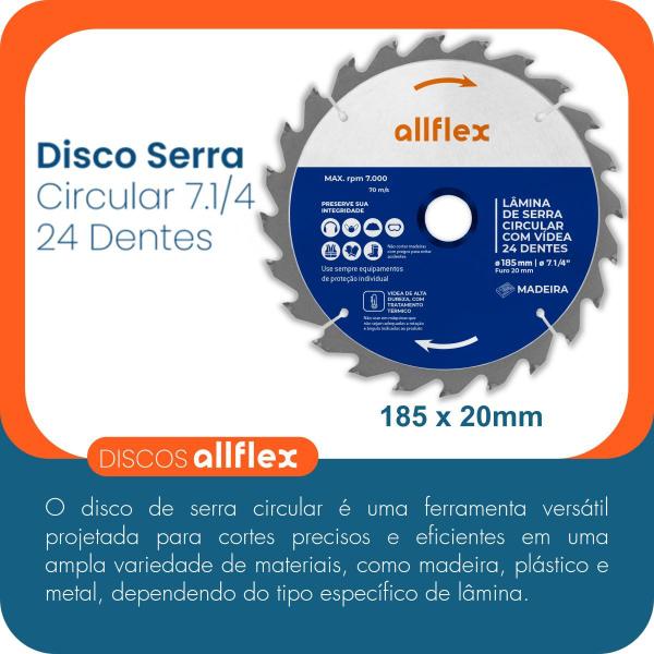 Kit 10 Discos Serra Circular allflex C/Videa 7.1/4 24 Dentes Imagem de Kit 10 Discos Serra Circular allflex C/Videa 7.1/4 24 Dentes