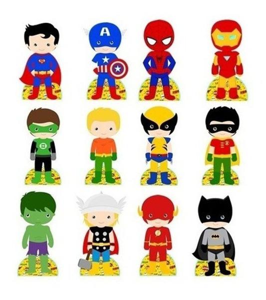 Imagem de Kit 10 Display Mesa Super Herois Cute Festa Decoração 20cm