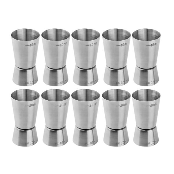 Imagem de Kit 10 Dosador De Bebidas Medidor Inox Bartender Barmen 40/20ml Bar Restaurante