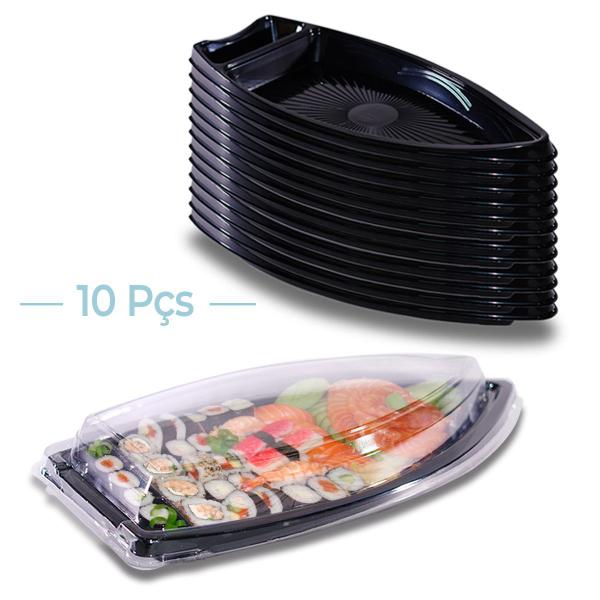 Imagem de Kit 10 Embalagem Delivery Completa Barca Sushi Açai Grande