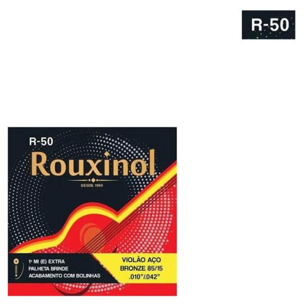 Kit 10 Encordoamento Violão Aço Bronze 85/15 .010 R50 Rouxinol Imagem de Kit 10 Encordoamento Violão Aço Bronze 85/15 .010 R50 Rouxinol