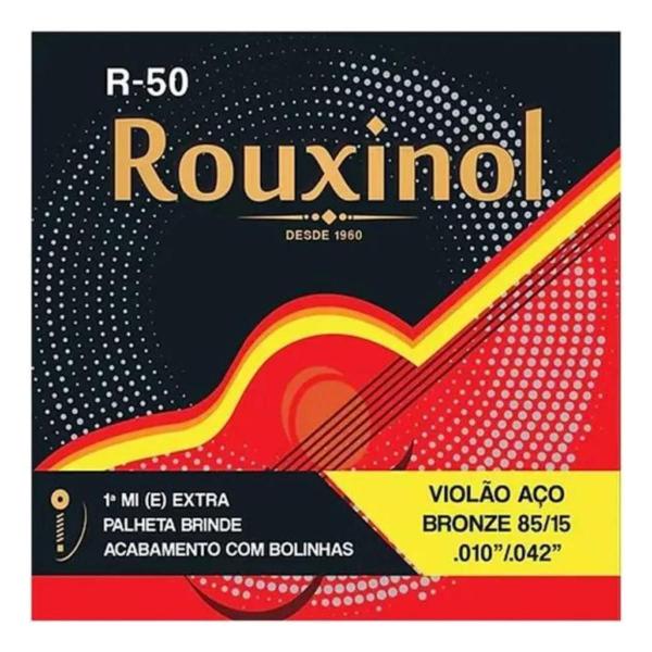Kit 10 Encordoamento Violão Aço Bronze 85/15 .010 R50 Rouxinol Imagem de Kit 10 Encordoamento Violão Aço Bronze 85/15 .010 R50 Rouxinol