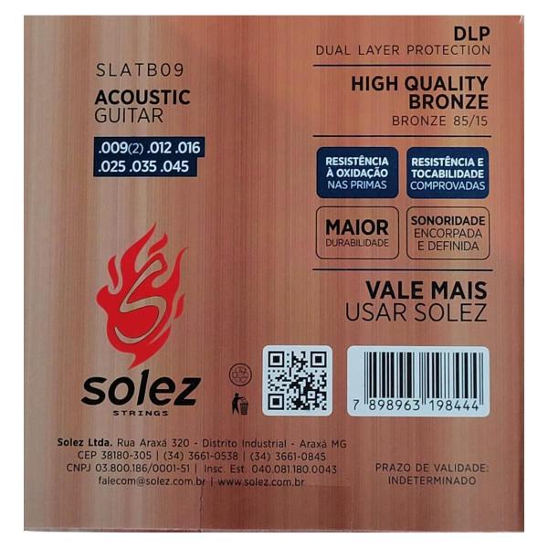 Imagem de Kit 10 Encordoamento Violão Aço Solez .009 Bronze 85/15