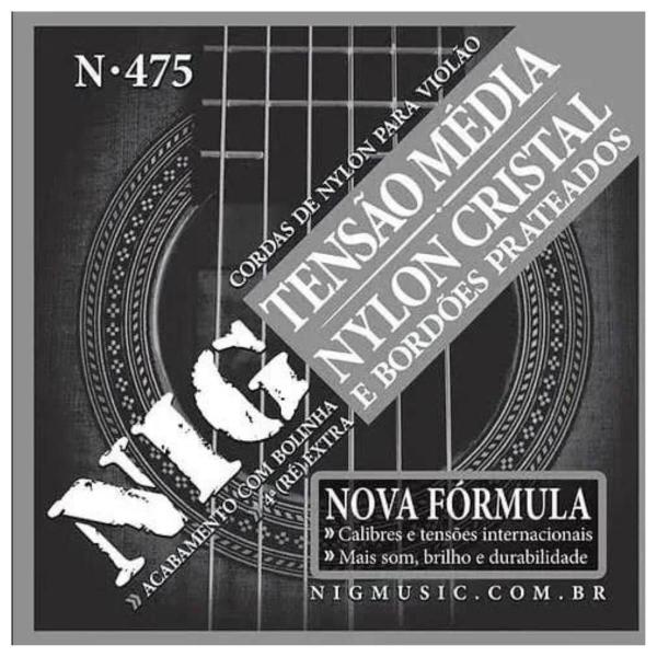 Imagem de Kit 10 Encordoamento Violão Nylon Ten. Méd. Cristal Nig N475