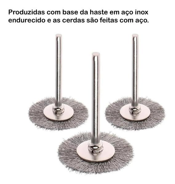 Imagem de Kit 10 Escovas De Aço Circular Disco Micro Retifica Dremel