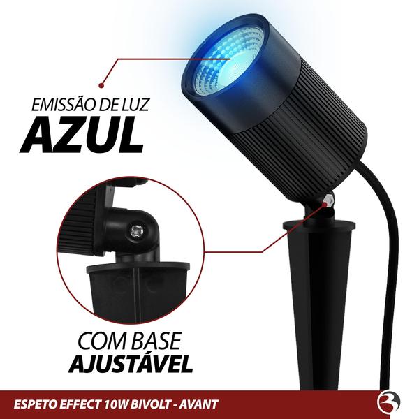 Imagem de KIT 10 Espeto de Jardim Holofote LED 10W Luz Azul Bivolt IP65 Jardim Prova D'Água- Avant