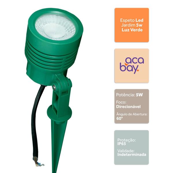 Imagem de Kit 10 Espetos Led Jardim 5w Verde Com Luz Verde Bivolt