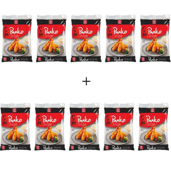 Kit 10 farinha panko alfa mistura flocada p/ empanados 1kg Imagem de Kit 10 farinha panko alfa mistura flocada p/ empanados 1kg