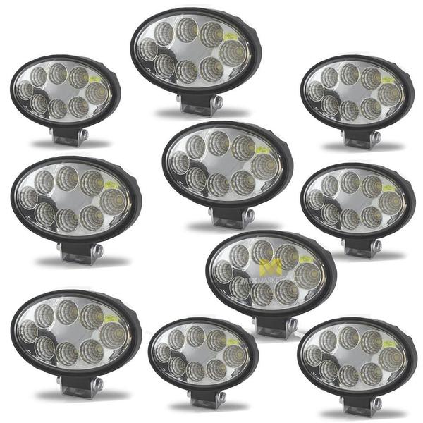 Imagem de Kit 10 Farol De Milha Auxiliar Oval 8 Led Off-Road Caminhão