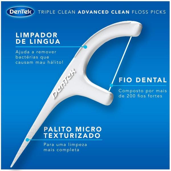 Imagem de Kit 10 Fio Dental Dentek Floss Picks Triple Clean Advanced com 90 unidades