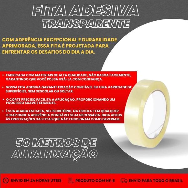 Imagem de Kit 10 Fita Adesiva Presentes Artesanato Papelaria 50 Metros