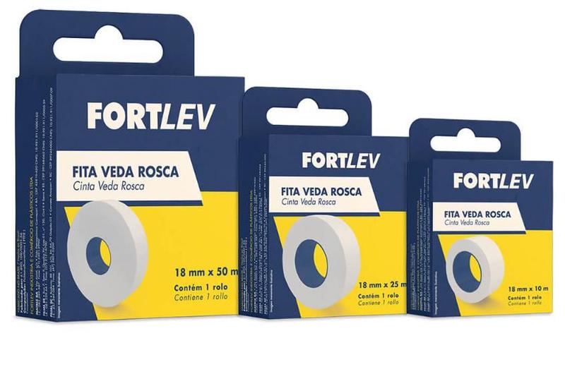 Kit 10 Fitas Veda Rosca 18mmx50m - FORTLEV Imagem de Kit 10 Fitas Veda Rosca 18mmx50m