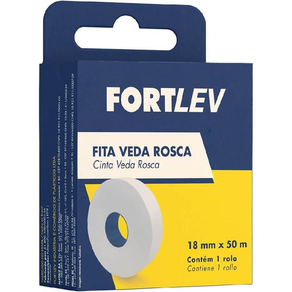 Kit 10 Fitas Veda Rosca 18mmx50m - FORTLEV Imagem de Kit 10 Fitas Veda Rosca 18mmx50m