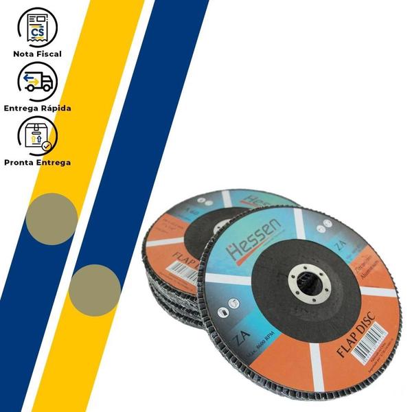 Imagem de Kit 10 Flap Disc de Lixa 115 mm x 22 mm 80 Hessen