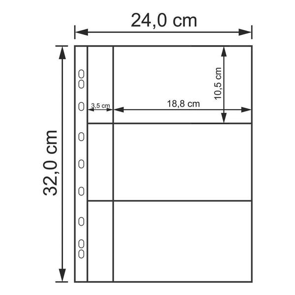 Imagem de Kit 10 Folhas Acetado 3 Divisões C/Bolso 32X24Cm