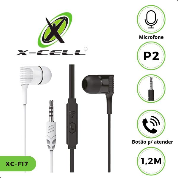 Imagem de Kit 10 Fone De Ouvido Estéreo P2 Intra-Auricular 3.5mm Com Fio Microfone 1,2m Branco Preto