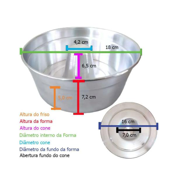 Imagem de kit 10 Forma de Pudim Bolo Alumínio Para Padaria Com Cone 18 Cm