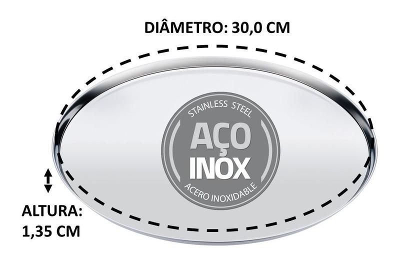 Imagem de Kit  10 Formas de pizza 30 cm em aço inox com borda assadeira alta qualidade