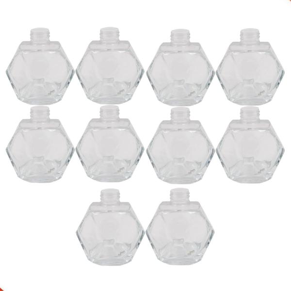 Imagem de Kit 10 frascos de vidro hexagonal de 200ml com tampa dourada